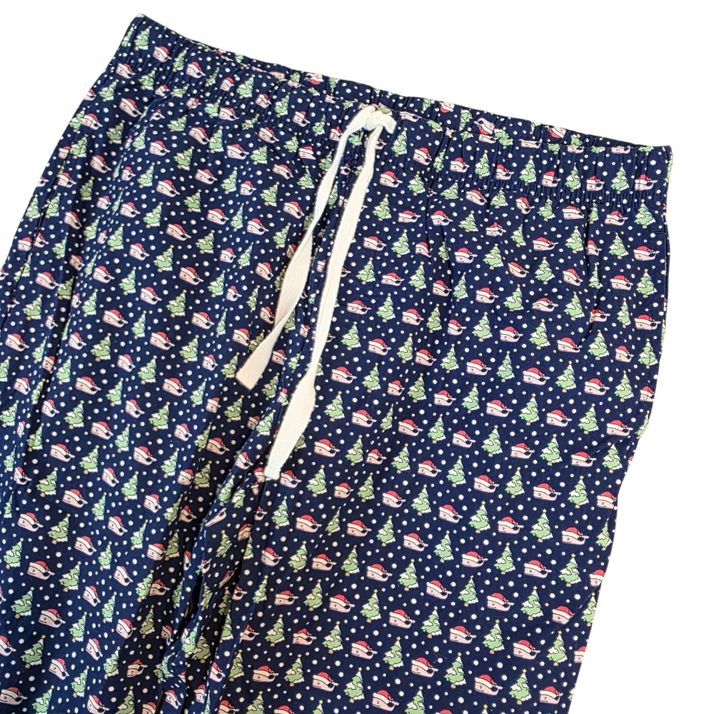 Vineyard Vines Mens‎ Navy Christmas Whale Tree Pajama Pants Cotton Lounge sz Md
